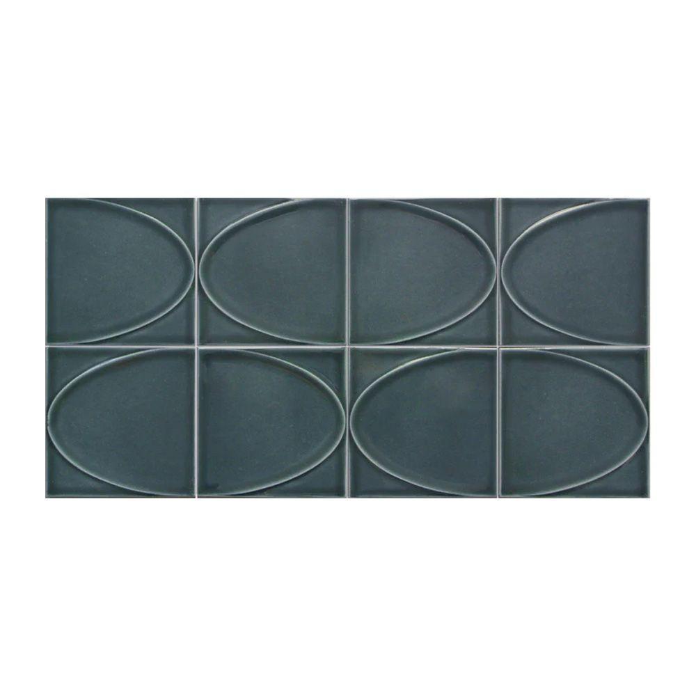 Blue Glossy Ellipse Ceramic Tile Image