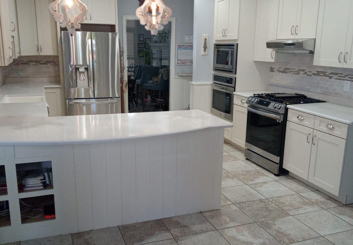 Arctic  Ivory Quartz Kitchen Countertops