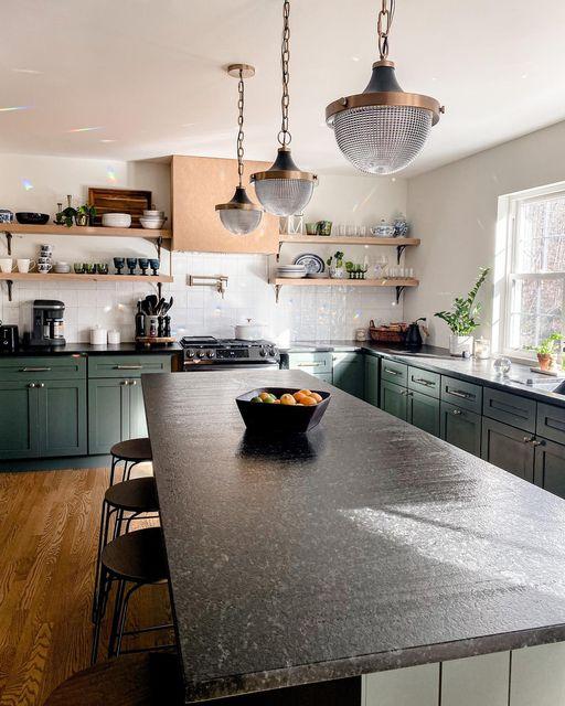 Black Pearl Granite Kitchen Island