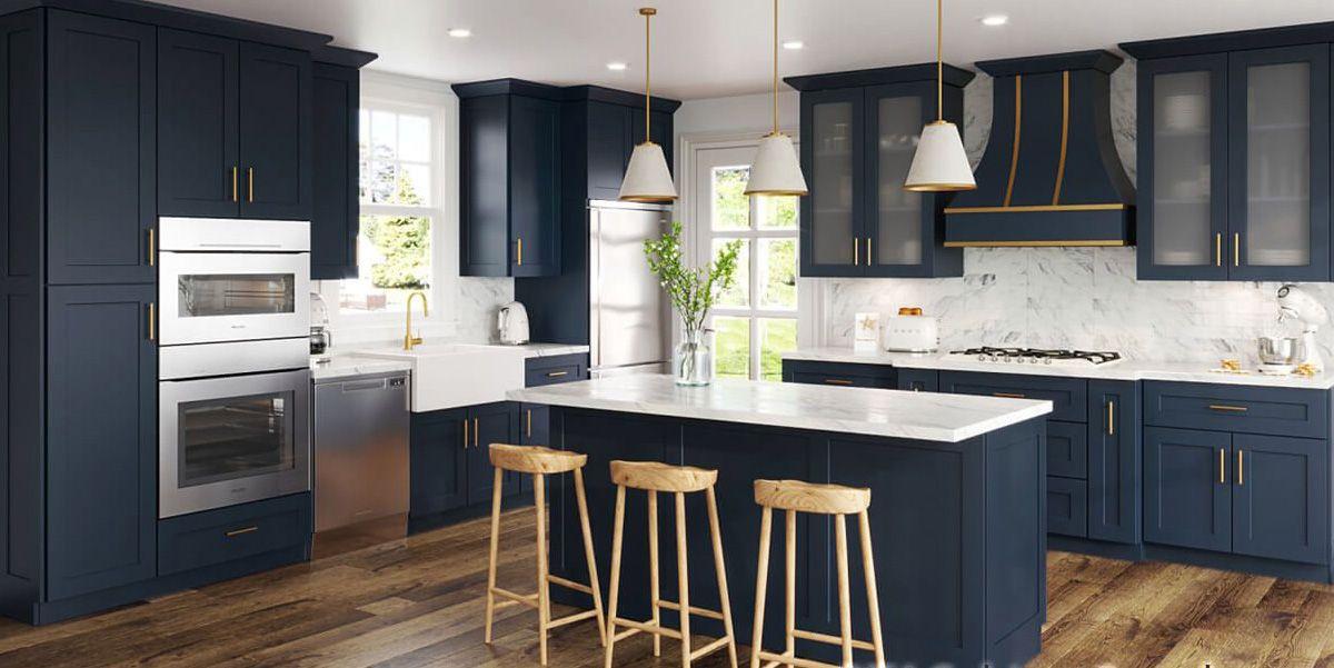 Blue Shaker Full Kitchen Cabinets