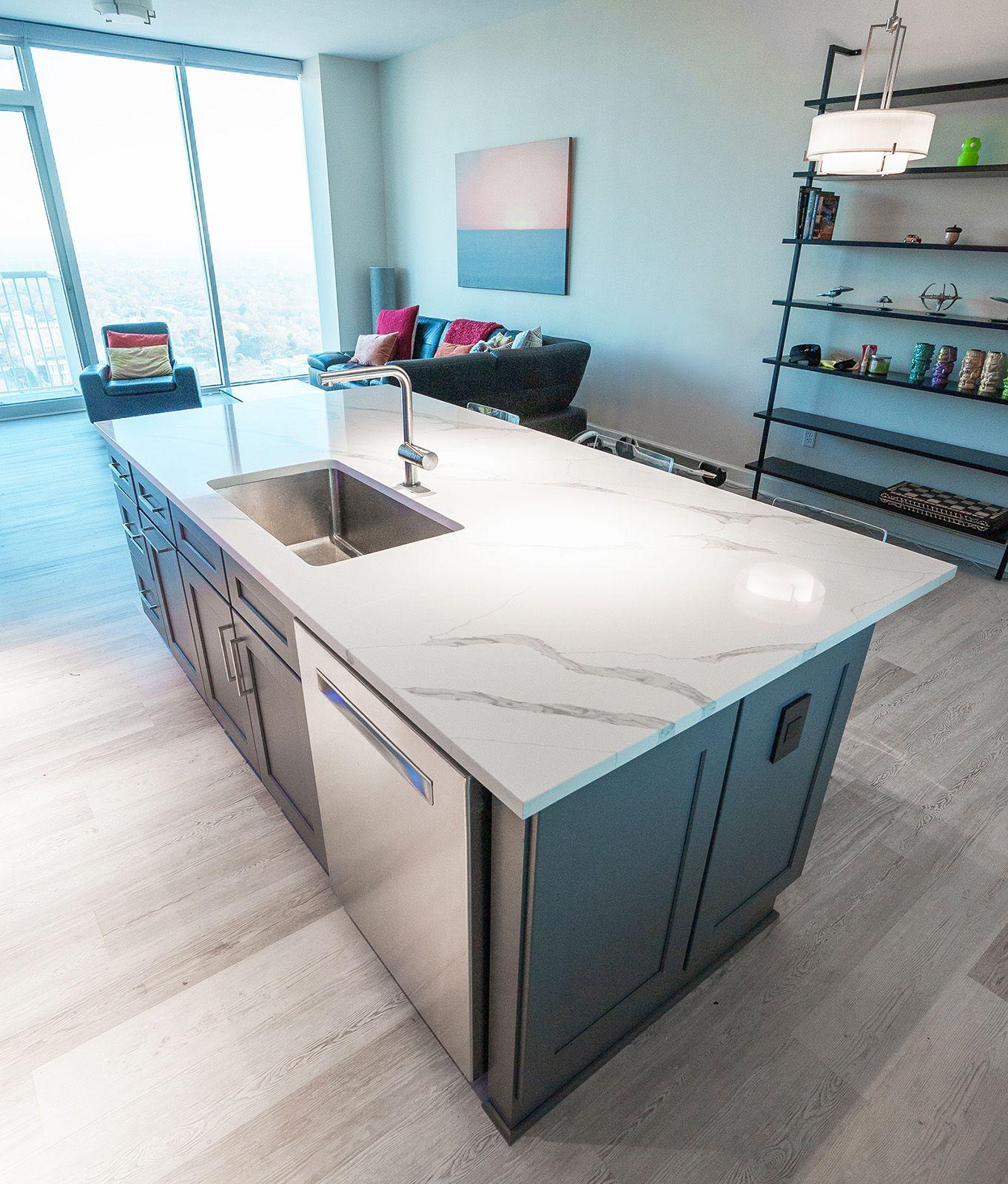 Calacatta Laza Quartz Kitchen Island