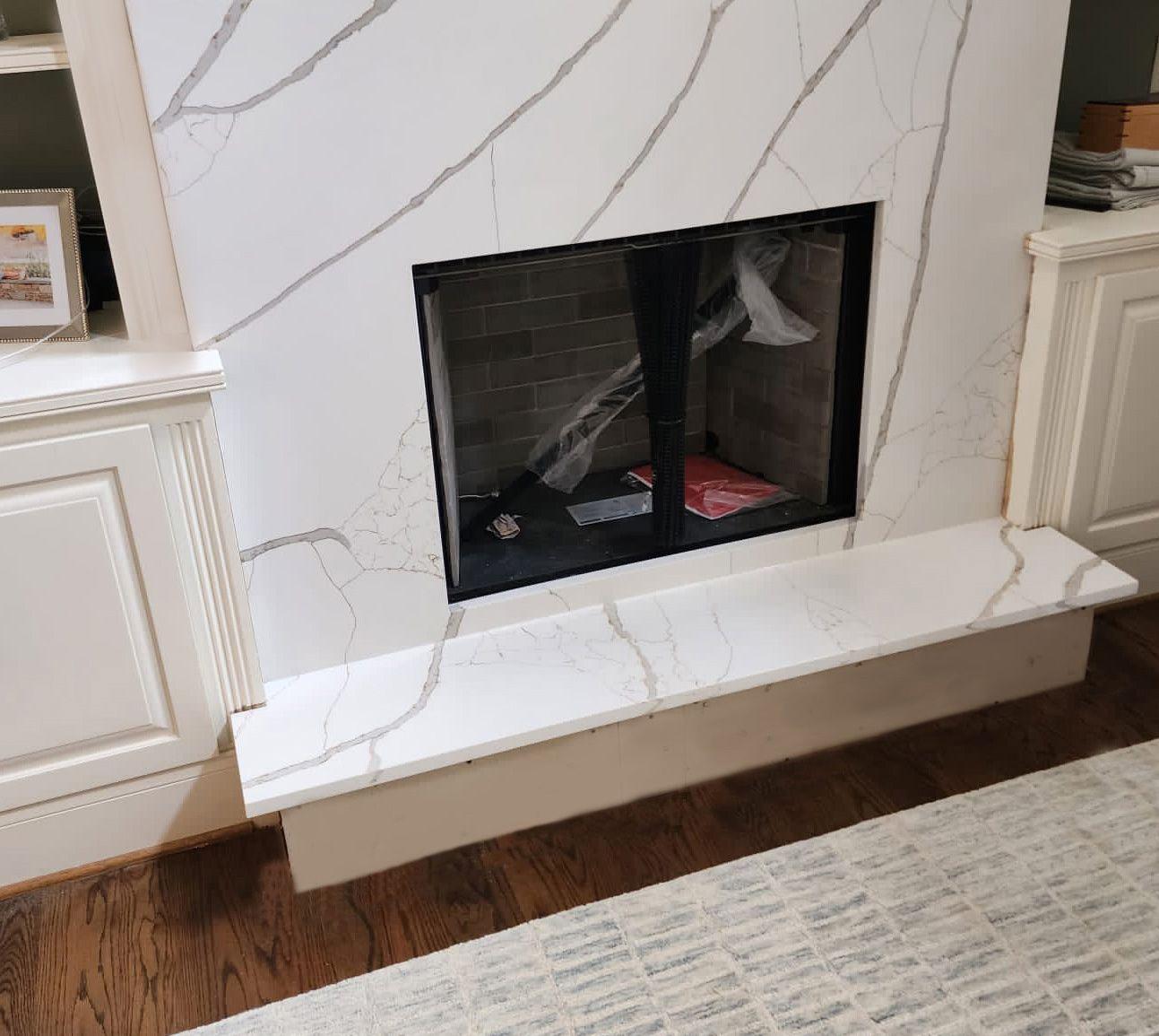 Calacatta Michelangelo Quartz Fireplace Surround