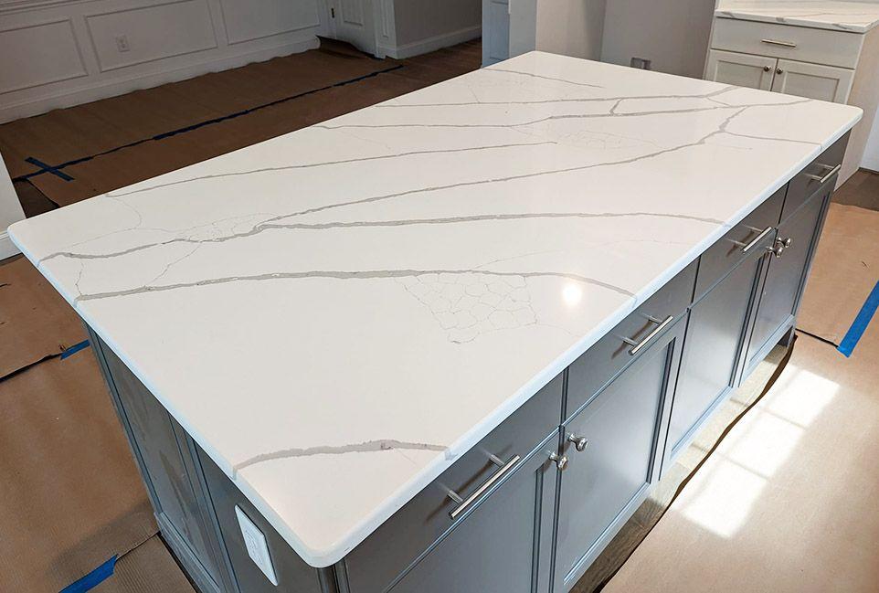 Calacatta Sponda Quartz Kitchen Island