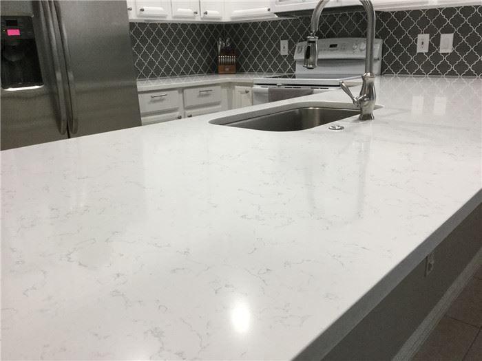 Carrera White Quartz Kitchen island Countertop