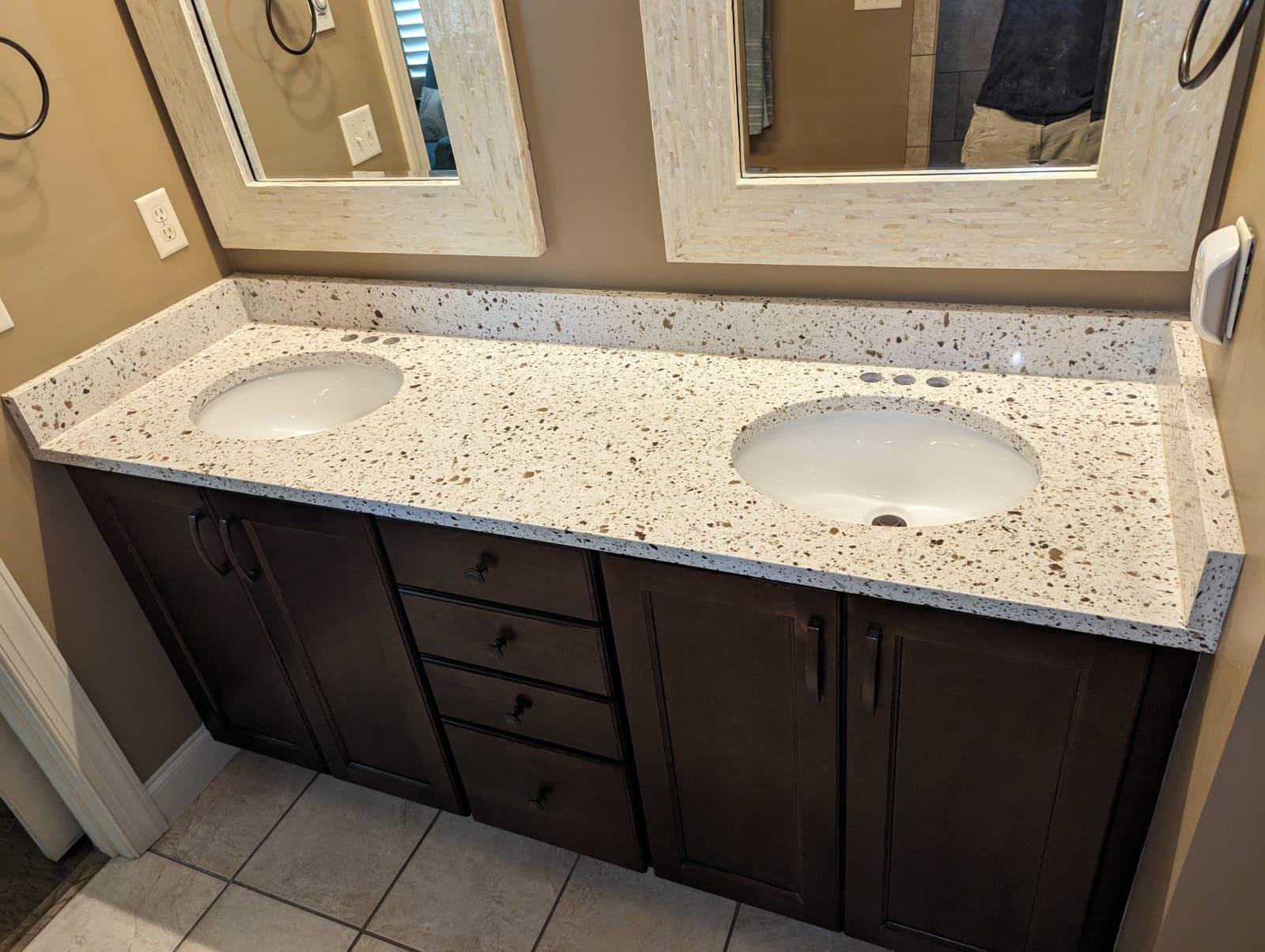 Cobble Stone Quartz Vanity Countertop