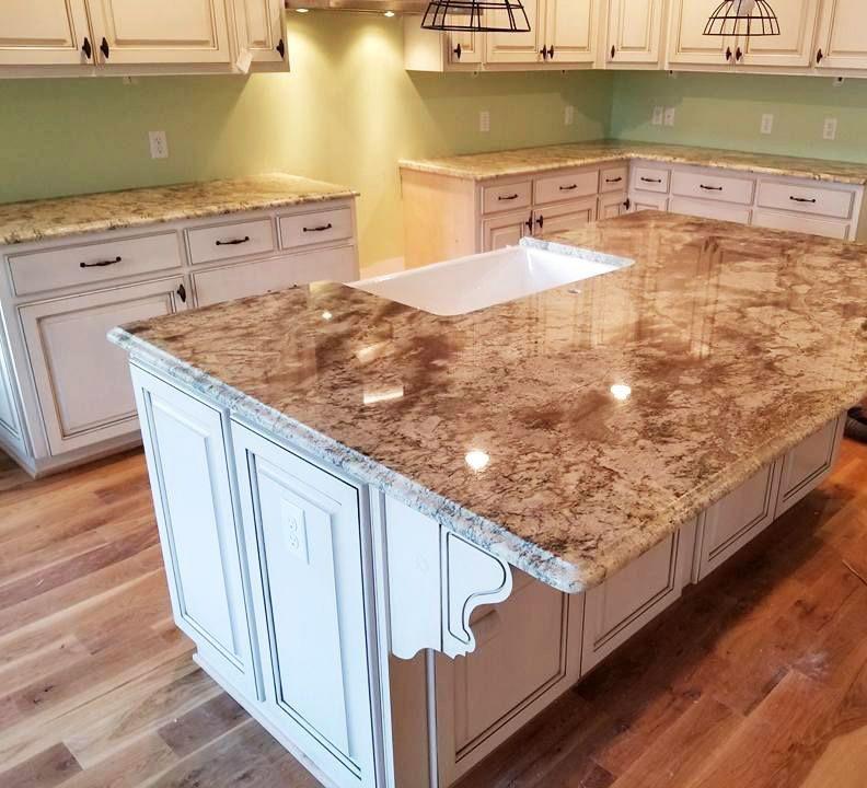 Typhoon Bordeaux Granite Island Cream Cabinets