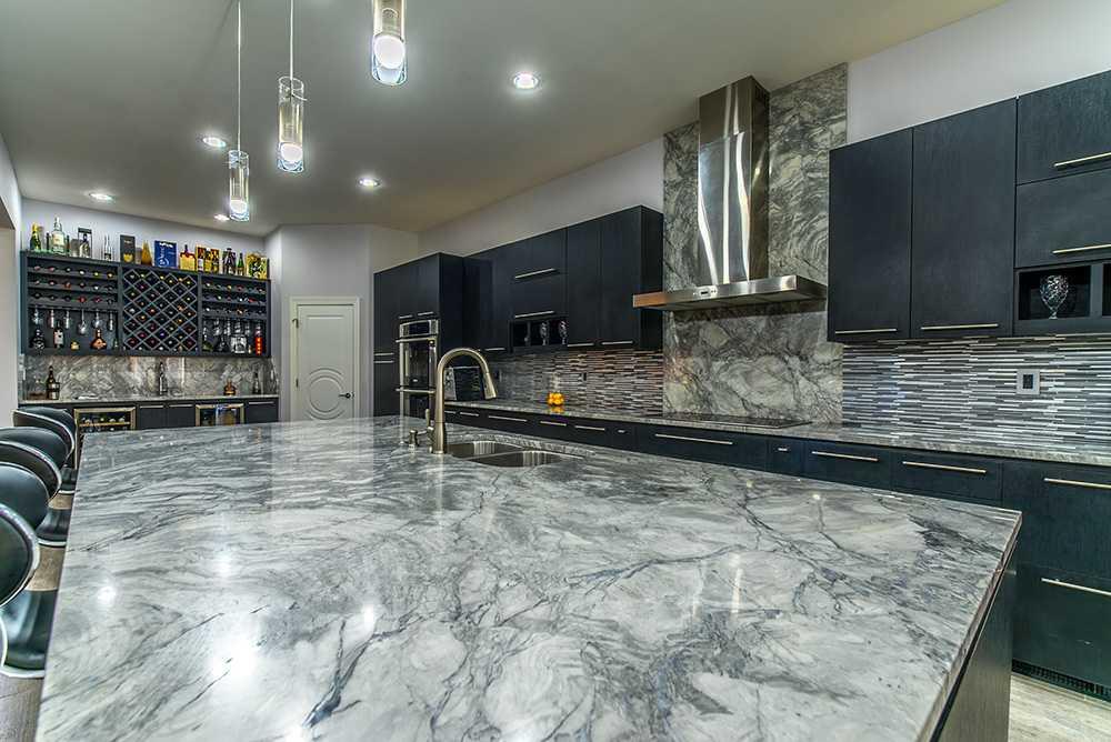 Super White marble island countertop