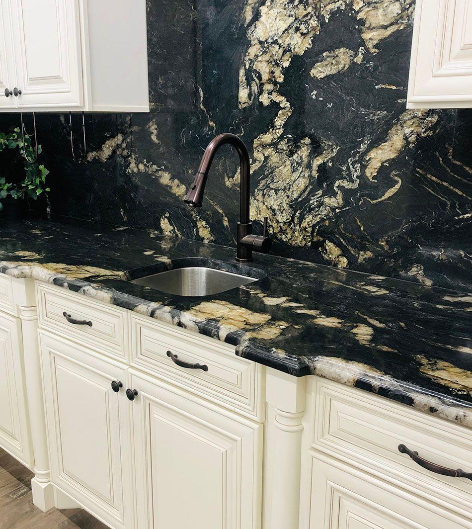 Titanium granite countertop for coffee bar