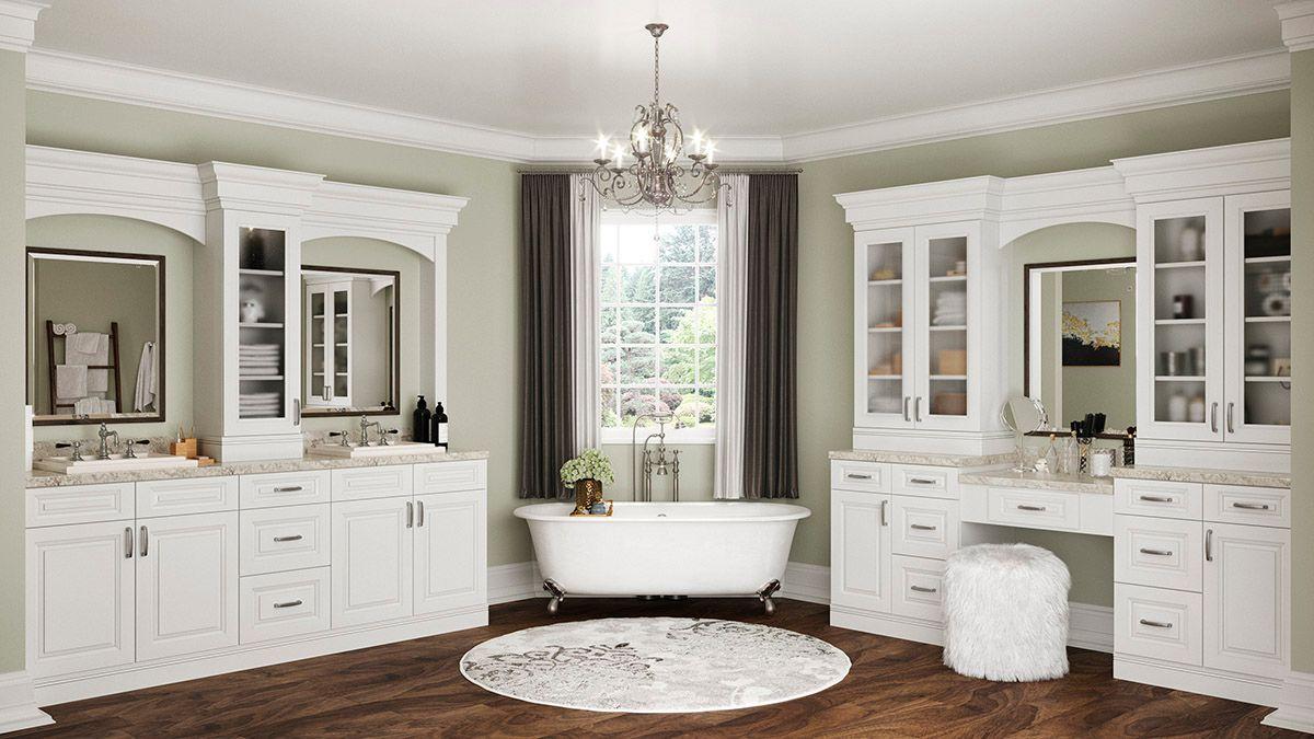 Torrance White Raised Panel Bathroom Cabinets